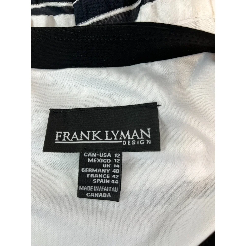 Frank Lyman Women's Jacket US Size 12 White Black Stripe Ruffled Layers Designer